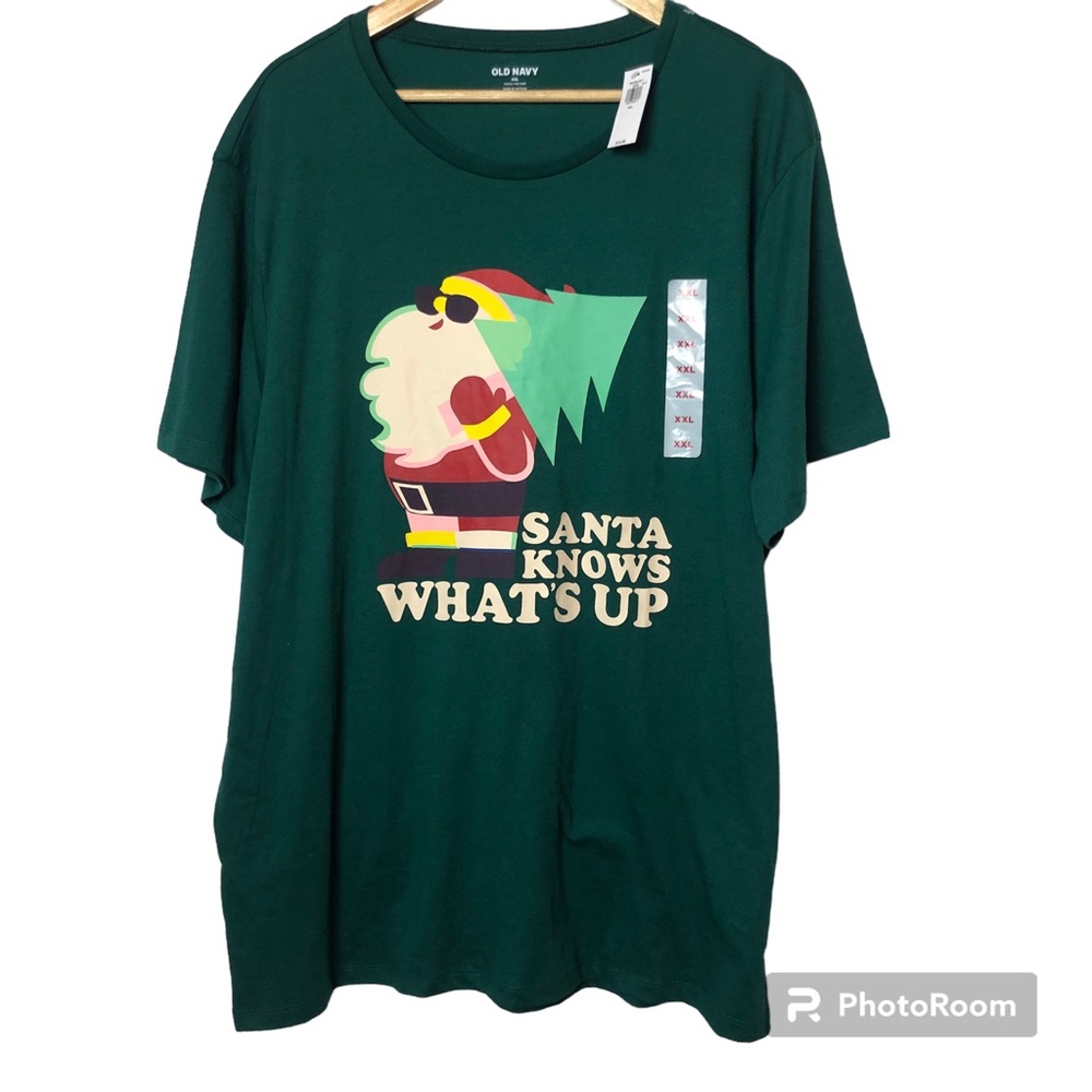NEW Old Navy Santa Christmas T-Shirt Womens XXL Holiday Top Graphic Print